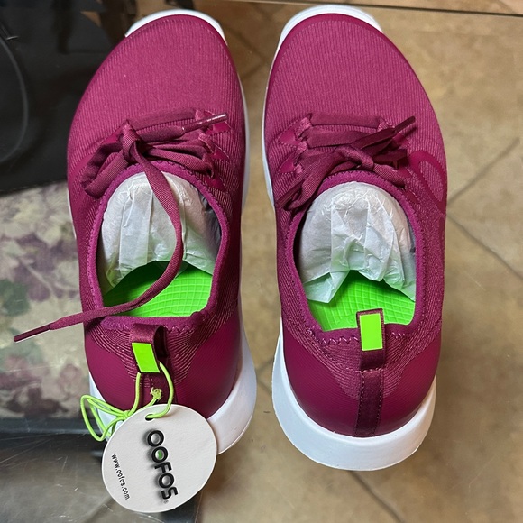 OOFOS Women's Sneakers OOMG sport slip on Rosebud Pink and Green - Picture 5 of 5